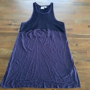 Beach Break navy blue netted racerback swimsuit coverup dress EUC